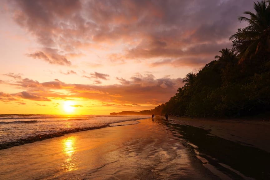 Beach sunset at Marino Ballena National Park in Uvita, Costa Rica