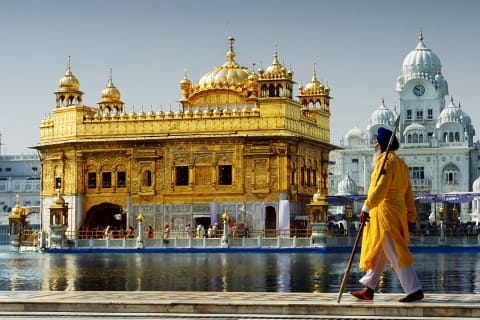 Guard at the Golden Temple in Amritsar, India